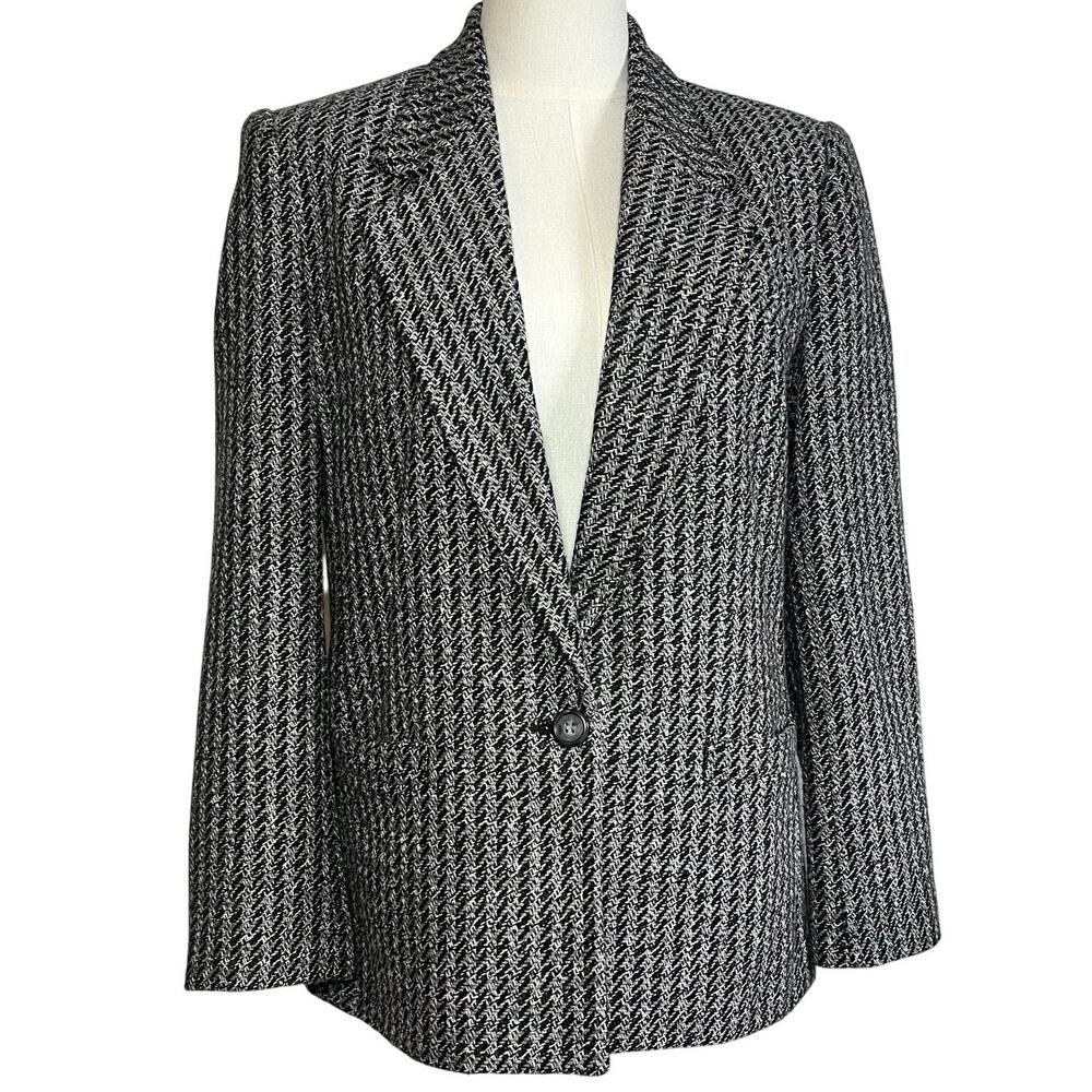 VTG 80s Christopher Gray Blazer Wool Blend 12 Dark Academia Preppy Minimalist